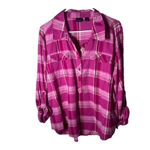 Westbound Shirt Women's Large Button Up Plaid Collared Long Sleeve Casual